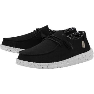 Hey Dude Women's Black Flats with Speckled White Sole
